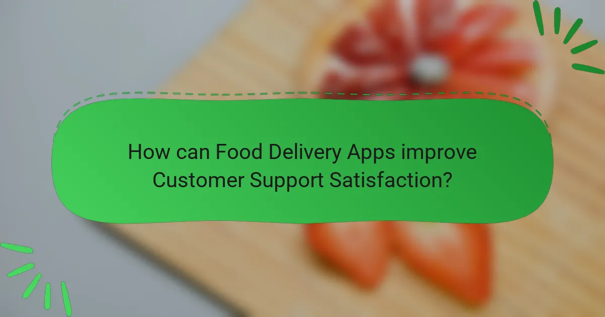 How can Food Delivery Apps improve Customer Support Satisfaction?