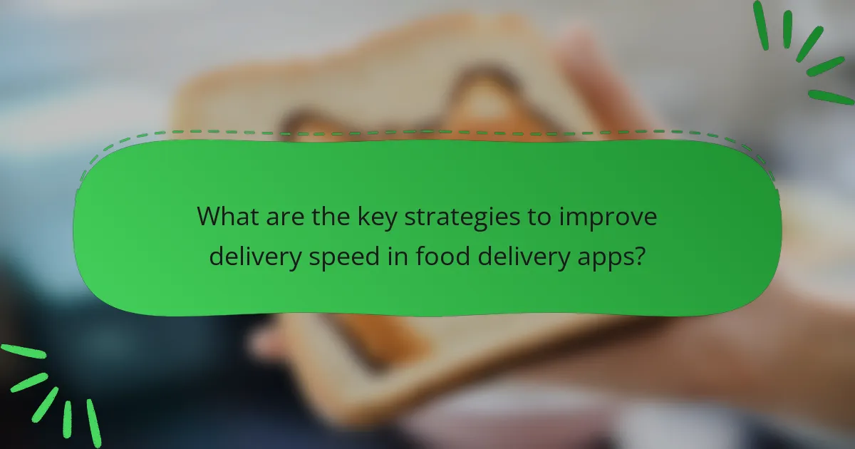 What are the key strategies to improve delivery speed in food delivery apps?