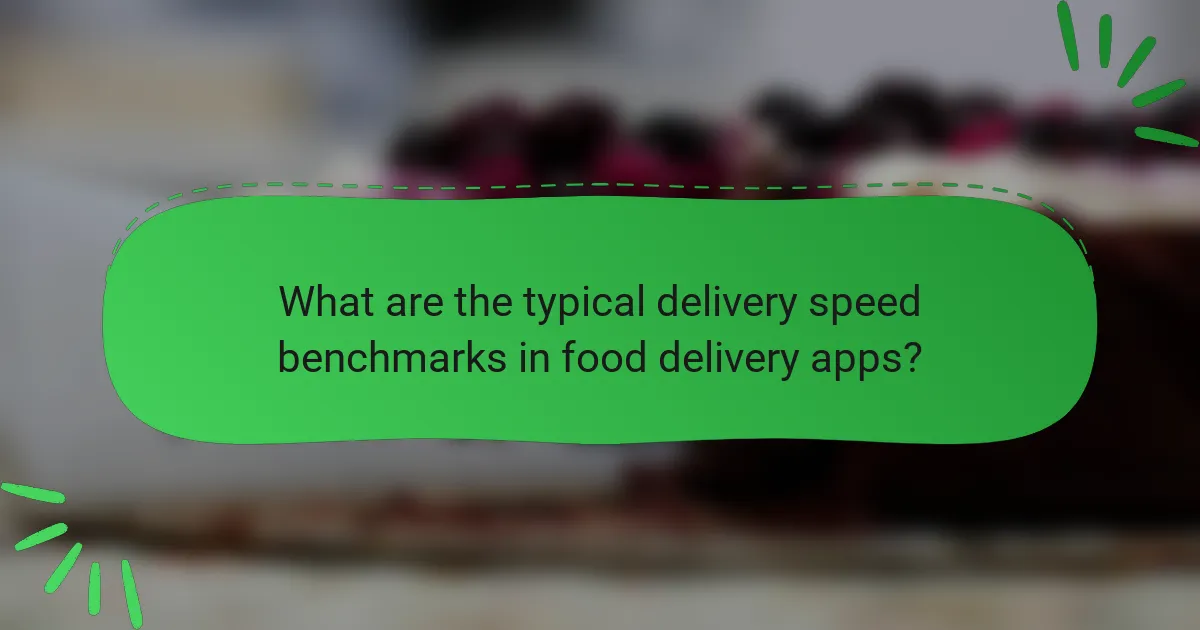 What are the typical delivery speed benchmarks in food delivery apps?